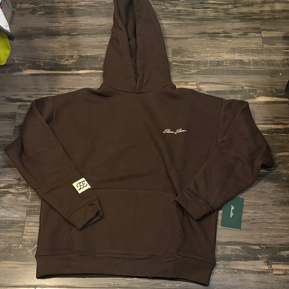 Allen Allen Brown Script Logo Hoodie
